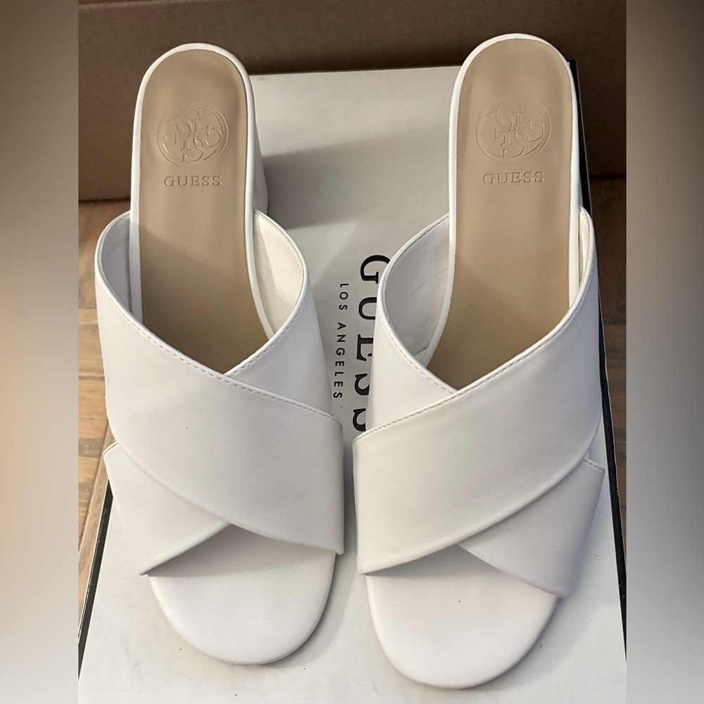 Guess-White Mules with Criss-Cross Straps-Size 9 - Picture 8 of 8
